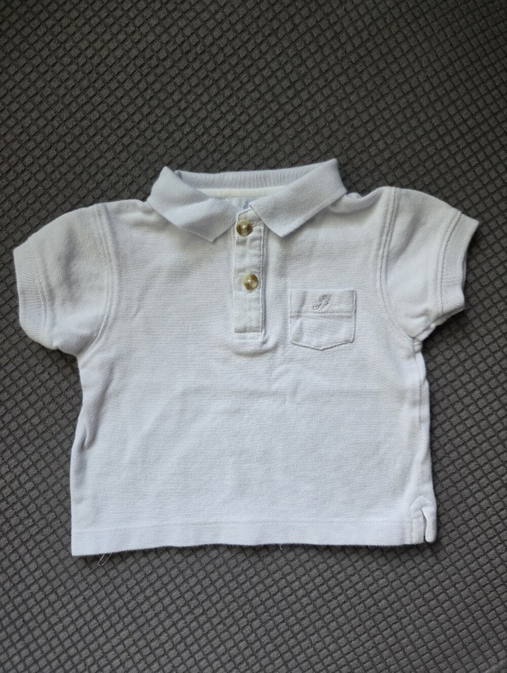 Jacadi Classic Baby Blue Short-Sleeve Pique Polo with Embroidered Pocket 12M